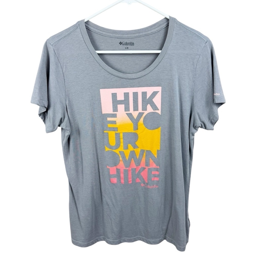 Columbia Gray Tee Hike Your Own Hike Graphic Tee Size Large Hiking Outdoors